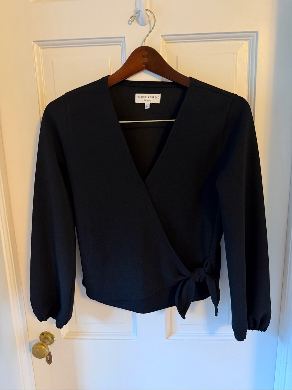 Madewell Black Wrap Tie Blouse